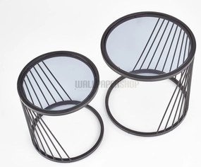 Tile Σετ 2 Τραπεζακια Σαλονιου Μαυρο 50x50x50