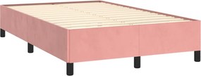 vidaXL Κρεβάτι Boxspring με Στρώμα &amp; LED Ροζ 120x190 εκ. Βελούδινο