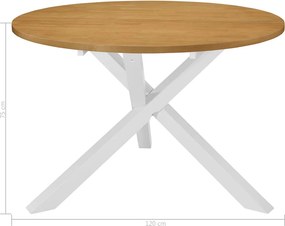 vidaXL Τραπεζαρία Λευκή 120 x 75 εκ. από MDF