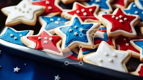 Intra Συλλεκτικό Ξύλινο Παζλ Plywood  4mm - Patriotic Star Cookies για τον εορτασμό της Ημέρας της Ανεξαρτησίας Σε Ξύλινο Κουτί - Διαστάσεις: 10x10 cm – 25 κομμάτια