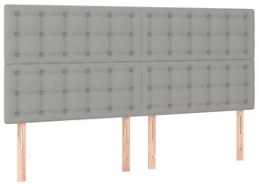 Κεφαλάρι Κρεβατιού LED Ανοιχτό Γκρι 180x5x118/128εκ. Υφασμάτινο - Γκρι