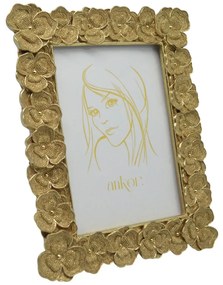 Κορνίζα Με Ανάγλυφα Λουλούδια Χρυσό Polyester 13x18cm ANKOR