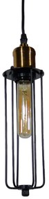 GloboStar® KLECE 01057 Vintage Industrial Κρεμαστό Φωτιστικό Οροφής Μονόφωτο Μαύρο Μεταλλικό Πλέγμα Φ7 x Y35cm