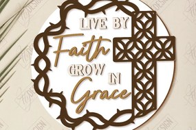 Σετ των 2 Intra απο ξύλο plywood 3mm-4mm πάχος Χριστιανικές στρογγυλές πινακίδες κοπής με λέιζερ | CNC Δίασταση 30x20 cm INTRAFABR-121601709