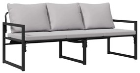 vidaXL Εξωτερικά Έπιπλα με μαξιλάρι Μαύρο 180 x 72.5 x 71 εκ. Ατσάλι