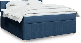 vidaXL Κρεβάτι Boxspring με Στρώμα Μπλε 180x200 εκ. Υφασμάτινο