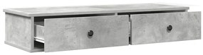 Ράφι τοίχου με συρτάρια Γκρι μπετόν 100x37,5x19 cm Ξύλο μηχανής - Γκρι