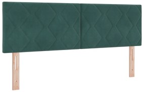 vidaXL Κρεβάτι με Στρώμα Ύψους 140x190 cm σε Σκούρο Πράσινο Βελούδο