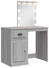 vidaXL Μπουντουάρ με LED Φώτα Γκρι Sonoma 90x42x132,5 εκ.