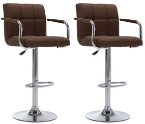 vidaXL Καρέκλες Μπαρ 2 τεμ. Καφέ Υφασμάτινες