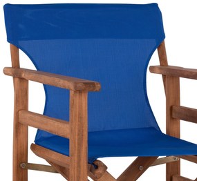 Σκαμπό Μπαρ Σκηνοθέτη ΛΗΜΝΟΣ C10374.01 Καρυδί Εμποτισμού με Μπλέ Textilene 58x58x118 εκ. 58x58x118 εκ.
