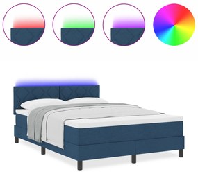vidaXL Κρεβάτι με Βαθμίδα & LED Μπλε 140x190 εκ. Ύφασμα