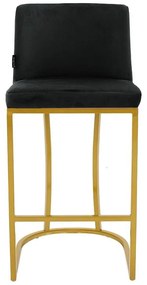 Σκαμπό bar μεσαίου ύψους Impartial I μεταλλικό χρυσό-βελούδο μαύρο 48x46x95 εκ.