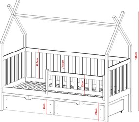 Παιδικό Κρεβάτι Montessori Teepee SIMBA 90x200 grey
