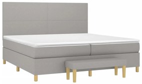 vidaXL Κρεβάτι Boxspring με Στρώμα Ανοιχτό Γκρι 200x200 εκ. Υφασμάτινο