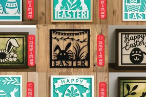 Σετ των 3 Intra απο ξύλο plywood 3mm-4mm πάχος - Πακέτο Πασχαλινής διακόσμησης τοίχων Cricut Δίασταση 4x4 cm INTRAFABR-120106168