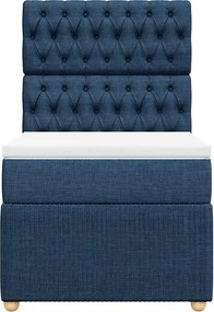 vidaXL Κρεβάτι Boxspring με Στρώμα Μπλε 100 x 200 εκ. Υφασμάτινο
