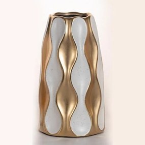 Βάζο Κεραμικό 752-20066 15x15x27cm White-Gold Estheti Home Ceramic