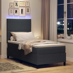 vidaXL LED Κρεβάτι με βάθρο Σκούρο Γκρι και Λευκό 80 x 200 cm