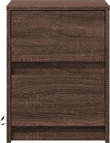 vidaXL Κομοδίνο με Φώτα LED Καφέ Δρυς Επεξεργασμένο Ξύλο