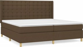 vidaXL Κρεβάτι Boxspring με Στρώμα Σκούρο Καφέ 200x200 εκ. Υφασμάτινο