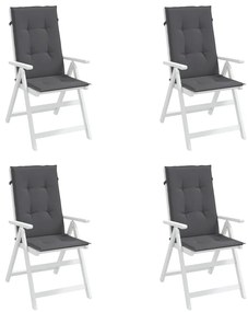 Μαξιλάρια Καρέκλας Κήπου με Πλάτη 4 τεμ. Ανθρακί 120x50x3 εκ. - Ανθρακί