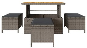 vidaXL Σέτ φαγητού για κήπο Γκρι συνθετικό ρατάν