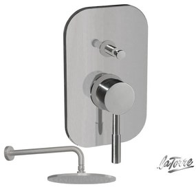 La Torre NEW TECH Μίκτης εντοιχισμού 2 εξόδων με εκτροπέα &amp; Ανακλινόμενη κεφαλή Ø25εκ &amp; μπράτσο τοίχου 35εκ Inox Finish
