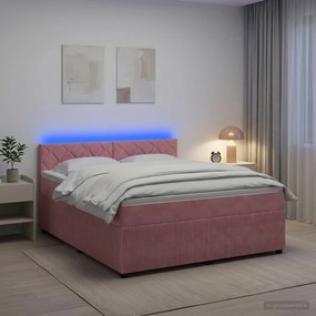 vidaXL Κρεβάτι box spring με στρώμα Ροζ 140 x 190 cm Βελούδο