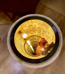 Stewehome ΤΡΑΠΕΖΑΚΙ ΟΒΑΛ ΜΕ ΛΑΜΠΤΗΡΑ RGB ΚΑΙ ΑΡΚΟΥΔΑΚΙ 60x44 cm