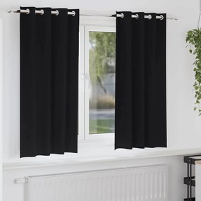 vidaXL Κουρτίνες Μαύρης Ύφανσης με Δαχτυλίδια 2 pcs Μαύρο