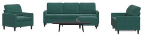 vidaXL Σετ Σαλονιού 4 Τεμαχίων Σκούρο Πράσινο Βελούδινο με Μαξιλάρια