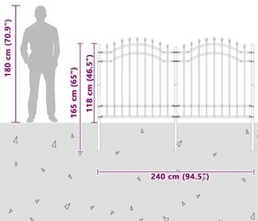 vidaXL Φράχτης Κήπου Γκρι 240 x 165 εκ. Ατσάλι με Επικάλυψη Πούδρας