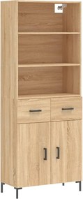 vidaXL Ντουλάπι Sonoma δρυς 69,5 x 34 x 180 εκ. από Επεξεργασμένο Ξύλο