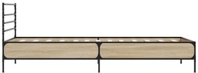 vidaXL Πλαίσιο Κρεβατιού Sonoma Δρυς 90 x 190 εκ. Επεξ. Ξύλο &amp; Μέταλλο