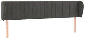 Κεφαλάρι με Πτερύγια Σκούρο Γκρι 163x23x78/88 εκ. Βελούδινο - Γκρι