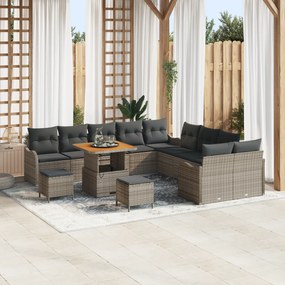 vidaXL Σετ Καναπέ Κήπου 13 pcs Γκρι συνθετικό ρατάν