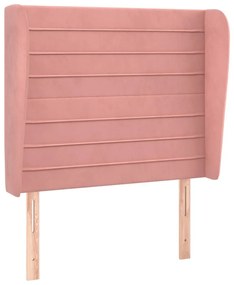 Κεφαλάρι με Πτερύγια Ροζ 93x23x118/128 εκ. Βελούδινο - Ροζ