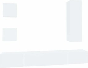 vidaXL Σετ Επίπλου Τηλεόρασης 5 Τεμαχίων Λευκό από Επεξεργασμένο Ξύλο