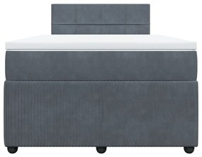 vidaXL Κρεβάτι Boxspring με Στρώμα Σκούρο Γκρι 120x200 εκ. Βελούδινο