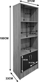 Βιβλιοθήκη Tekaro pakoworld sonoma-ανθρακί 57x33x180εκ