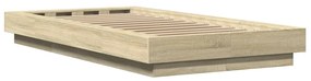 vidaXL Πλαίσιο Κρεβατιού με LED Sonoma Δρυς 90 x 190 εκ. Επεξ. Ξύλο