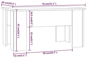 Τραπεζάκι Σαλονιού Καπνιστή Δρυς 79x49x41 εκ. Επεξεργασμ. Ξύλο - Καφέ