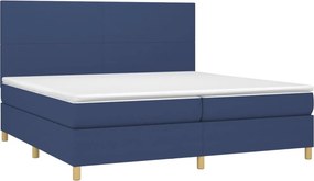 vidaXL Κρεβάτι Boxspring με Στρώμα Μπλε 200x200 εκ. Υφασμάτινο