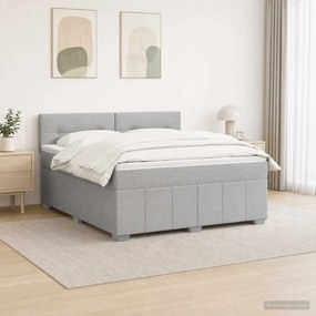 vidaXL Κρεβάτι box spring με στρώμα Ανοιχτό γκρι 140 x 190 cm Ύφασμα