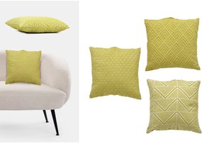 Μαξιλάρι Jacquard Κίτρινο Πολυεστέρας 45x45cm Σε 3 Σχέδια-06512672
