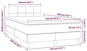 vidaXL Κρεβάτι Boxspring με Στρώμα Σκούρο Καφέ 120x200 εκ. Υφασμάτινο