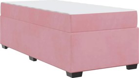 vidaXL Σκελετός Κρεβατιού με στρώμα Ροζ 90 x 190 cm ύφασμα