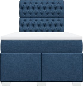 vidaXL Κρεβάτι Boxspring με Στρώμα Μπλε 120x190 εκ. Υφασμάτινο