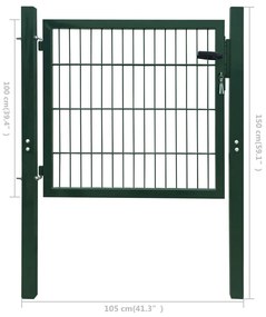 vidaXL Πόρτα Περίφραξης Πράσινη 105 x 150 εκ. Ατσάλινη